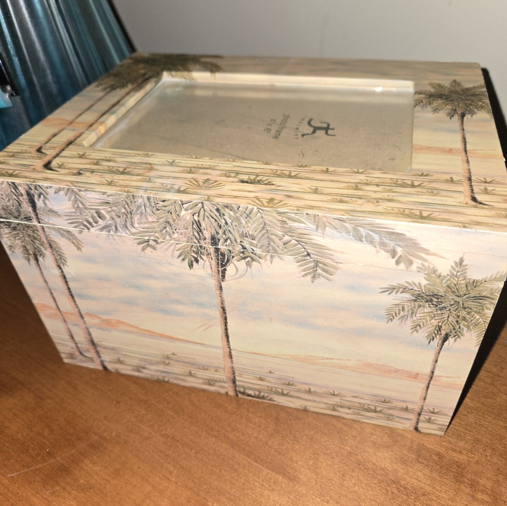 VTG Beach Vibes 4x6 Frame Keepsake Box Trinket Holder Jewelry Case Palm Trees